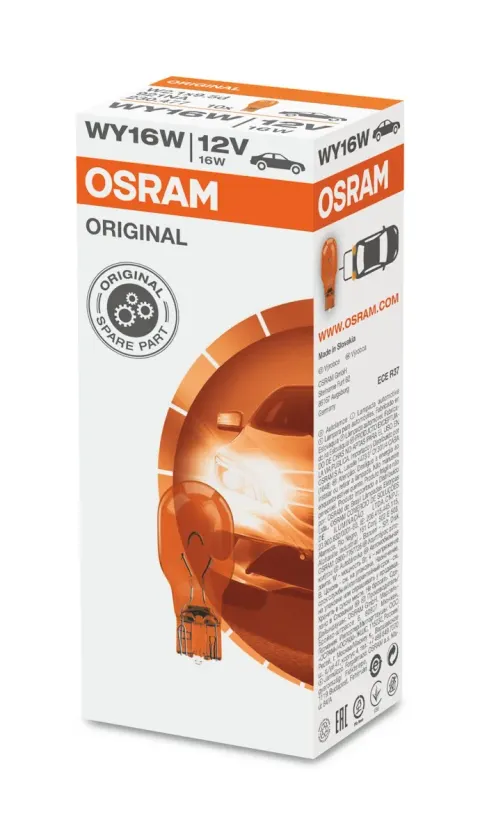 Żarówki samochodowe WY16W 12V 16W W2,1x9,5d żółte OSRAM – 10 szt.
