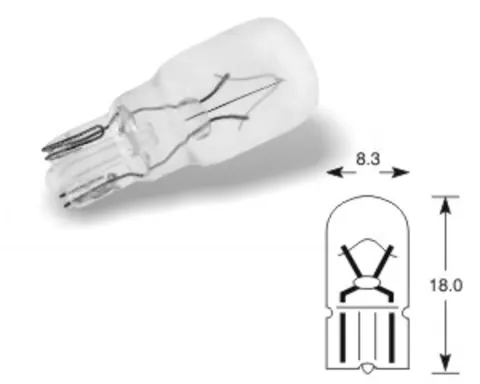 Żarówki samochodowe 12V 1,7W T8,3 ELTA VisionPro – 10 szt.