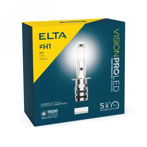 Żarówki samochodowe LED H1 12V 11W P14,5s 6500K ELTA – komplet 2 szt.