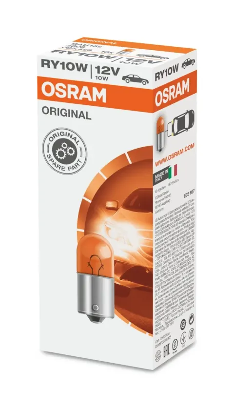 Żarówki samochodowe RY10W 12V 10W BAU15s pomarańczowe OSRAM – 10 szt.
