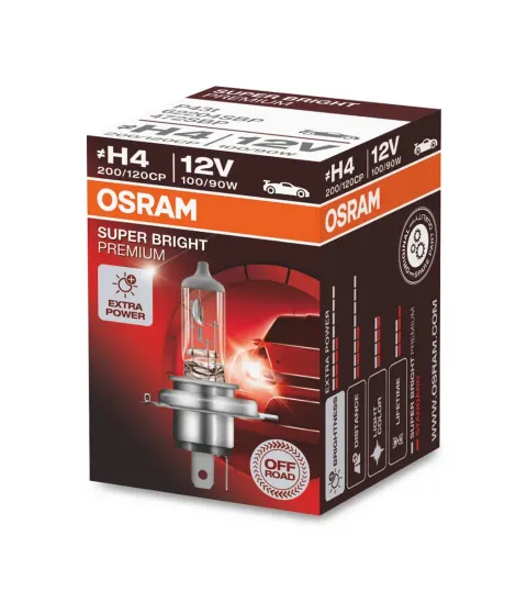 Żarówka samochodowa H4 12V 100/90W P43t OSRAM Super (≠H4, off-road)