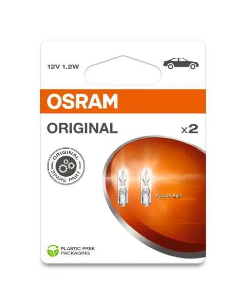 Żarówki samochodowe W1,2W 12V 1,2W W2x4,6d OSRAM – 2 szt.