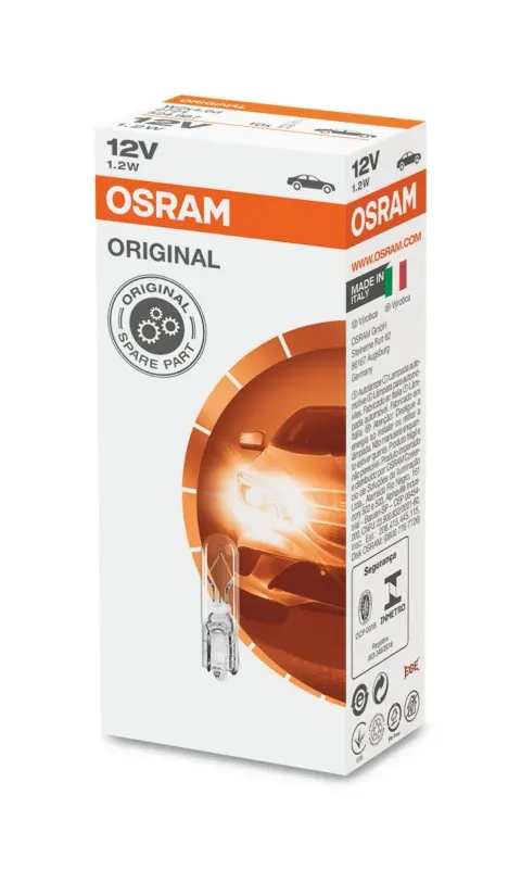 Żarówki samochodowe W1,2W 12V 1,2W W2x4,6d OSRAM – 10 szt.