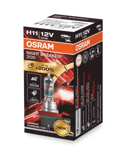 Żarówka samochodowa H11 12V 60/55W PGJ19-2 OSRAM Night Breaker 200
