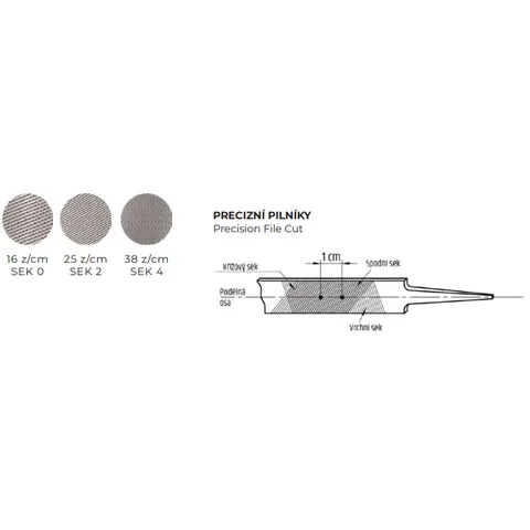 Precyzyjny pilnik płasko spiczasty niski 150 mm, 16 × 1,9 mm, s 4