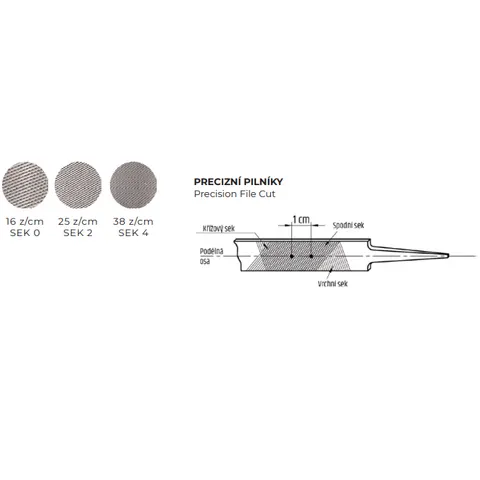 Precyzyjny pilnik płasko spiczasty niski 200 mm, 20 × 2,7 mm, s 2