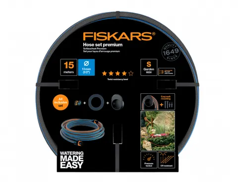 Zestaw węża FISKARS PREMIUM 13 mm 1/2 15m + uchwyt 1027678
