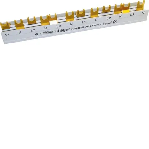 Szyna łączeniowa 2P 80A 16mm2 widełkowa do RCCB 2P (L+N) 12M; KDN451D HAGER