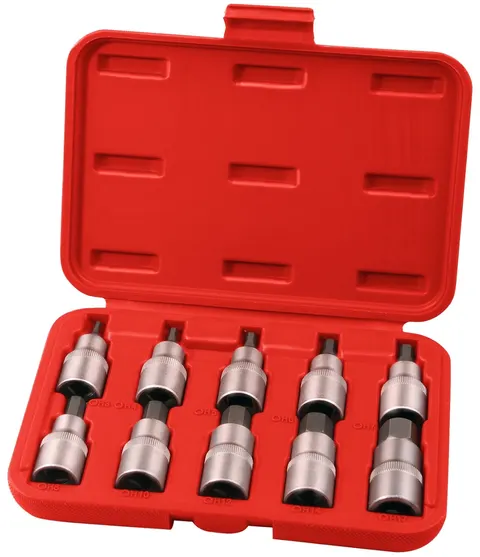 Klucze nasadowe 1/2" HEX, 10 szt.