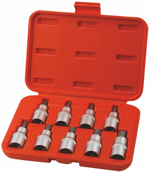 Klucze nasadowe 1/2" TORX, 9 szt.