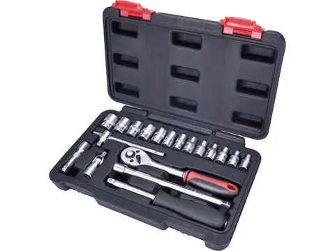 Głowica nasadowa, komplet 19 szt., 1/4", CrV