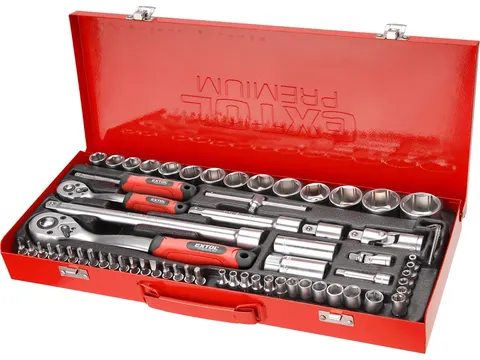 Głowica nasadowa, komplet 65 szt., 1/4", 1/2"