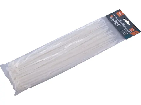 Opaski kablowe białe, 280 × 3,6 mm, 100 szt., nylon PA66