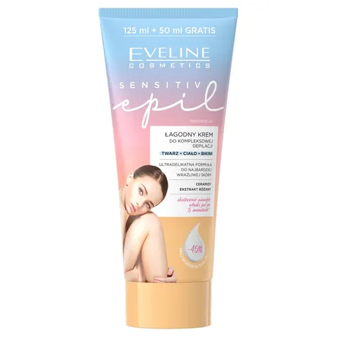 EVELINE Sensitiv Epil Łagodny Krem do kompleksowej depilacji - twarz,ciało,bikini 175ml (125+50ml)