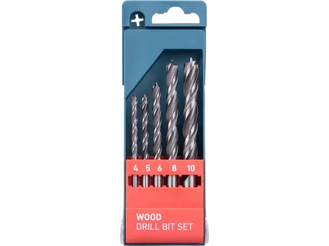 Wiertła do drewna, zestaw 5 szt., Ø 4-10 mm, CrV, EXTOL PREMIUM