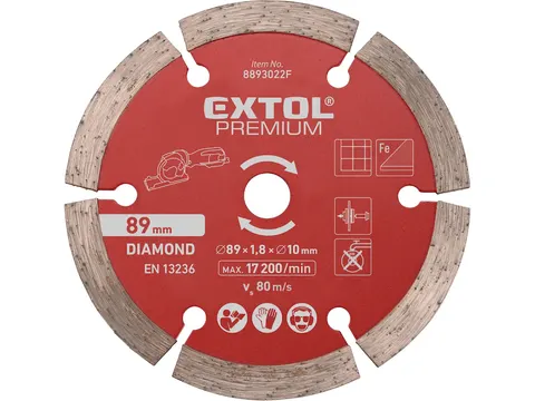 Tarcza diamentowa tnąca segmentowana, ⌀89×1,0×10mm, EXTOL PREMIUM