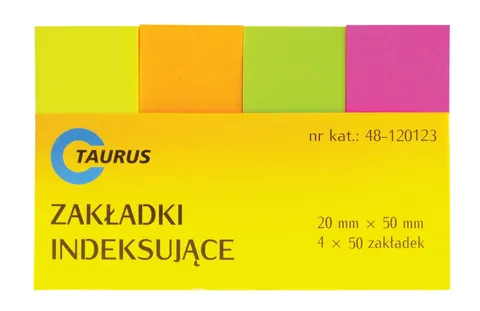 Zakładka Indeksująca Taurus 20x50mm 4 x 50szt 4 Kolory