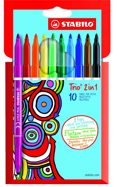 Flamastry Stabilo Trio 2 w 10 sztuk Szkolne