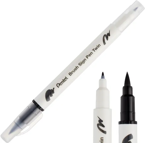 Pisak Brush Pentel Dwustronny Czarny SESW30C-T101