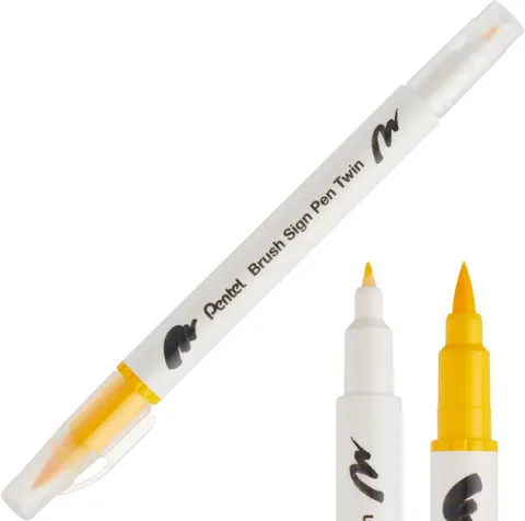 Pisak Brush Pentel Dwustronny Żółty SESW30C-T122