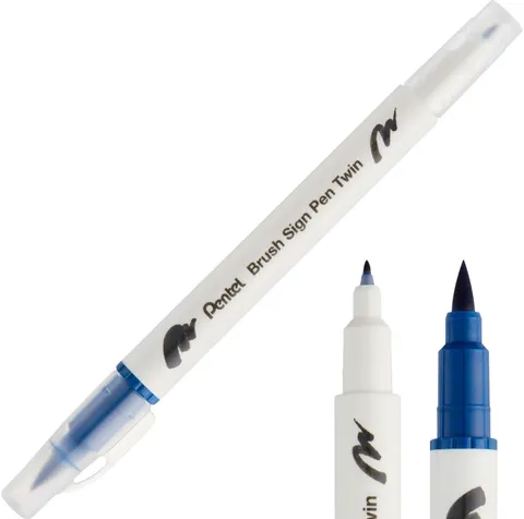 Pisak Brush Pentel Dwustronny Stalowo Niebieski SESW30C-T117