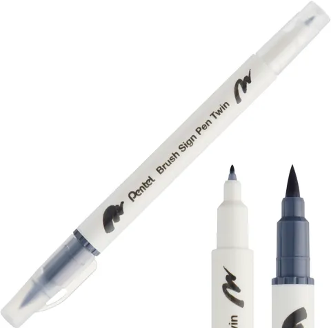 Pisak Brush Pentel Dwustronny Jasno Szary SESW30C-T112