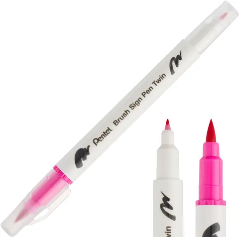 Pisak Brush Pentel Dwustronny Różowy SESW30C-T109