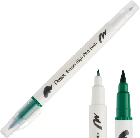 Pisak Brush Pentel Dwustronny Zielony SESW30C-T104