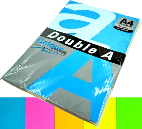 Papier Kolorowy A4 Double A Mix 5 Kolorów Neonowych 75g 100 Arkuszy