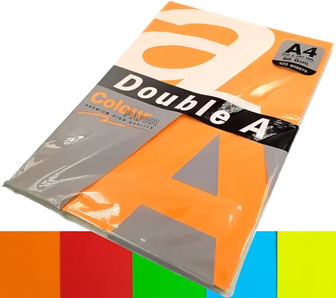 Papier Kolorowy A4 Double A Mix 5 Kolorów Intensywnych 80g 100 Arkuszy
