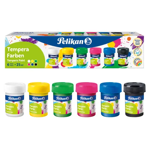 Farby Plakatowe Szkolne Tempera 6 Kolorów x 25ml Pelikan 804882