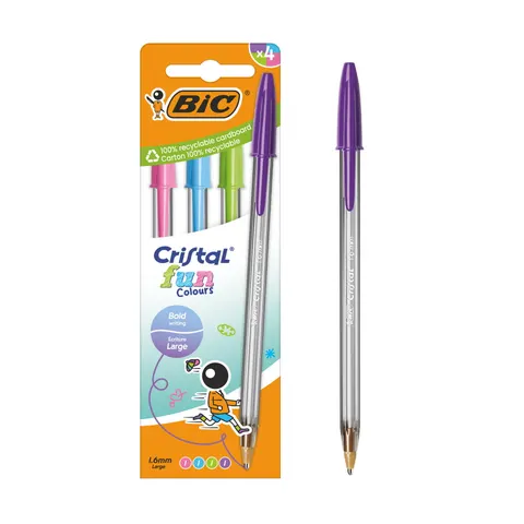 Długopis BIC Cristal Fun 1.6 FUN Pudełko 4 Sztuki