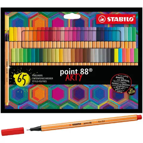 Cienkopisy Stabilo Point ARTY 88 W Pudełku Kartonowym 65 Kolorów Zestaw