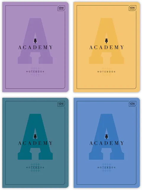 Zeszyt A5/32 Kratka Interdruk Academy Kolorowy Gładki Komplet 10 Sztuk