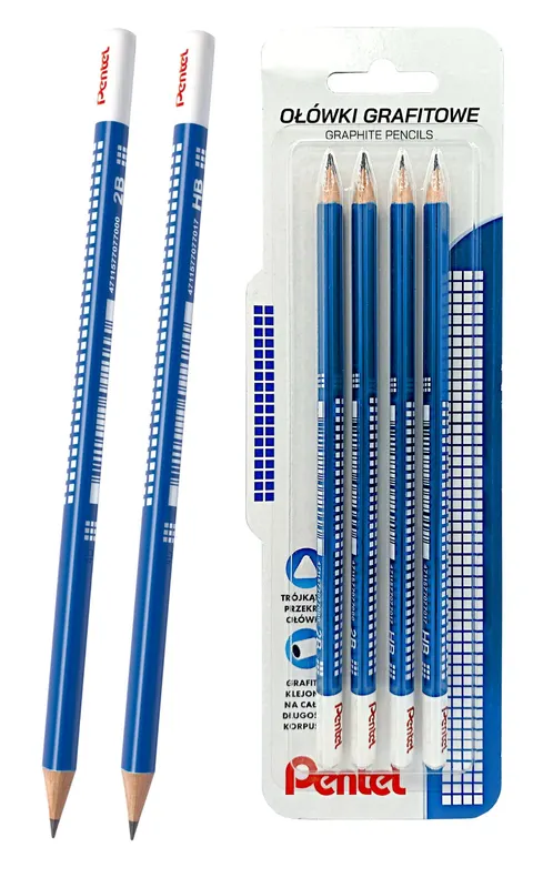 Ołówek Drewniany 4 sztuki Zestaw 2B i HB Pentel CB60T