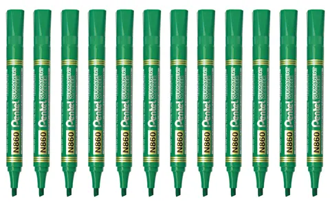 Marker Pentel N860 Ścięty Zielony 12 Sztuk