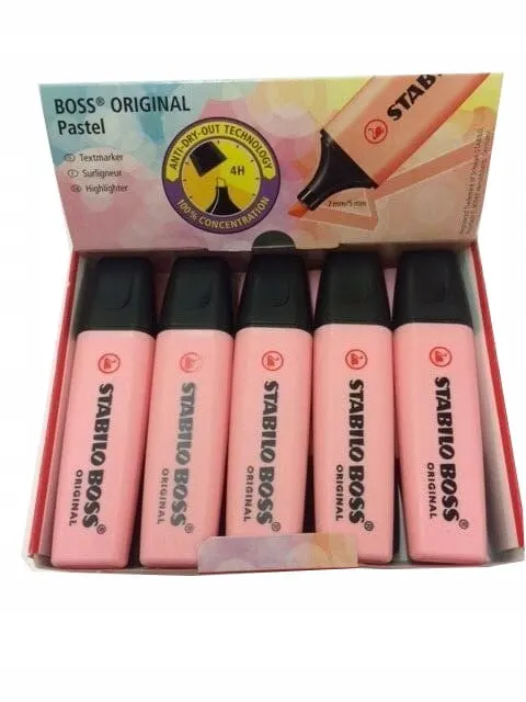 Stabilo Boss Zakreślacze Pastelowe Różowe 10szt