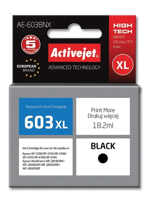 Tusz ActiveJet AE-603BNX czarny do drukarki Epson - zamiennik 603XL C13T03A14010
