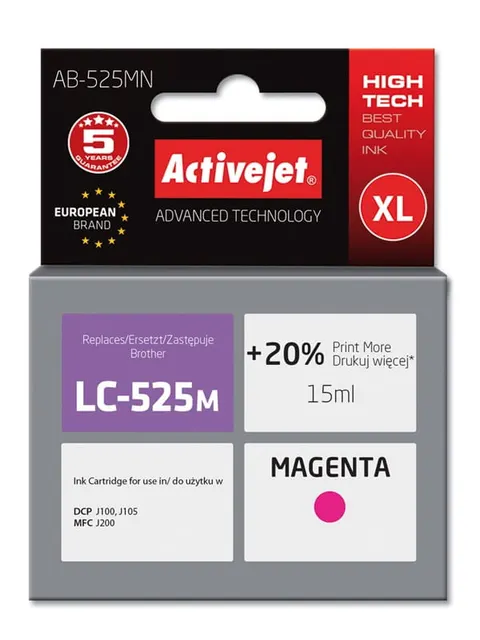 Tusz ActiveJet AB-525MN Magenta do drukarki Brother - zamiennik LC525XLM