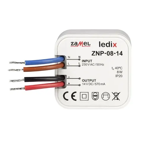Zasilacz LED dopuszkowy 14V DC 8W, ZNP-08-14; LDX10000029 ZAMEL