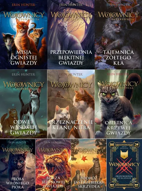 WOJOWNICY SUPEREDYCJA Tomy 1-9 Erin Hunter + Przewodnik po klanach