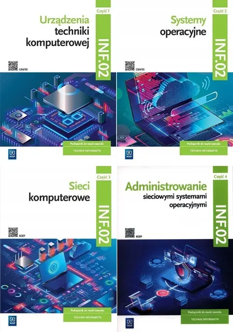 KWALIFIKACJA INF.02 Technik informatyk Podręcznik Cz.1+2+3+4 Zestaw