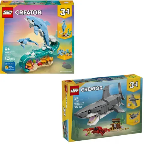 LEGO Creator 3w1 31385+31381 Piękny delfin i Groźny rekin