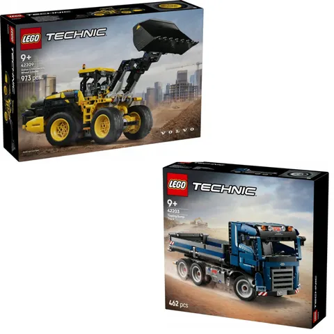 LEGO Technic 42209+42203 Ładowarka Volvo L120 Electric i Wywrotka