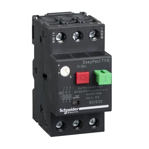 Wyłącznik silnikowy 3P 7,5kW 13-18A, napęd przyciskowy, zaciski śrubowe; GZ1E20, SCHNEIDER ELECTRIC