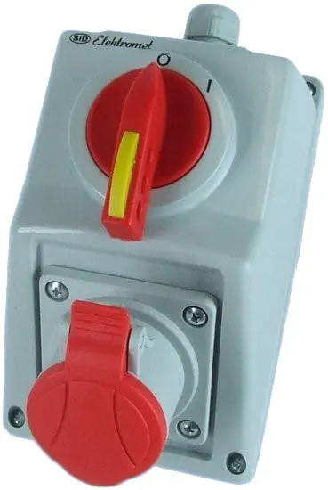 Zestaw instalacyjny z rozlącznikiem 0-I, gniazdo 16A/400V, 4P, C16-18, 971601 - Elektromet