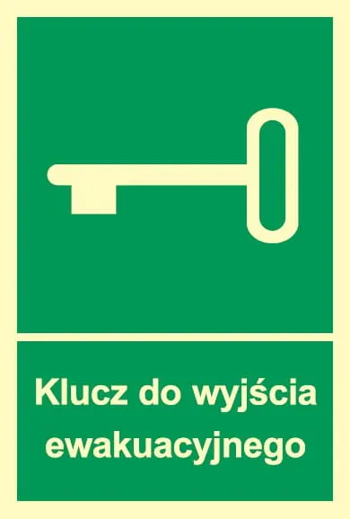 Znak: Klucz do wyjścia ewakuacyjnego