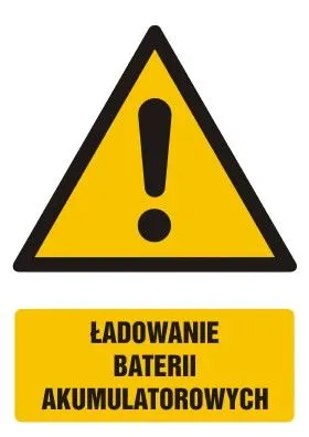 GF044 Znak: Ładowanie baterii akumulatorowych 150x225mm, płyta PCV