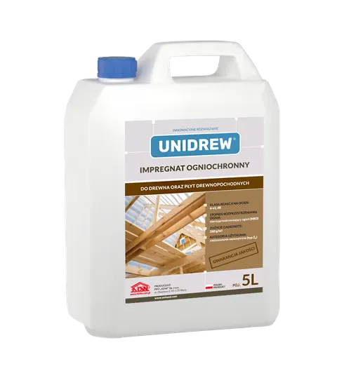 UNIDREW impregnat ogniochronny do drewna i płyt drewnopochodnych op.5l