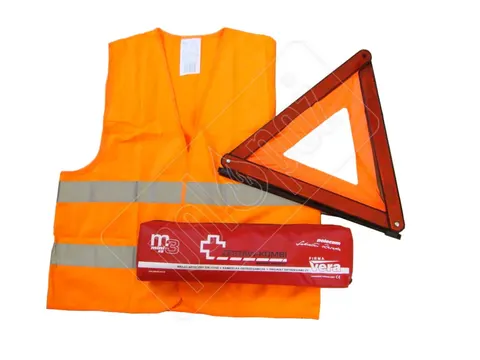 Zestaw samochodowy SUPER SAFETY PLUS apteczka, trójkat i kamizelka
